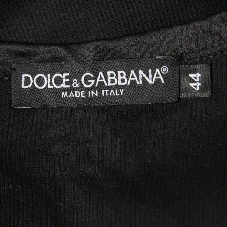 Pre Owned Dolce & Gabbana Black Cotton Knit & Satin Trim Tank Top M