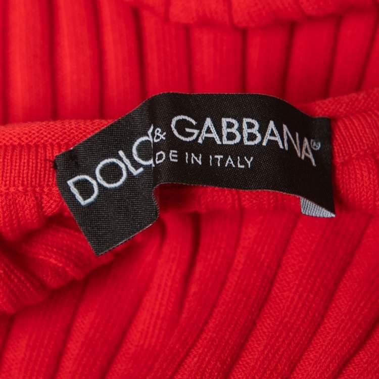 Pre Owned Dolce & Gabbana Red Cotton Rib Knit Tank Top M