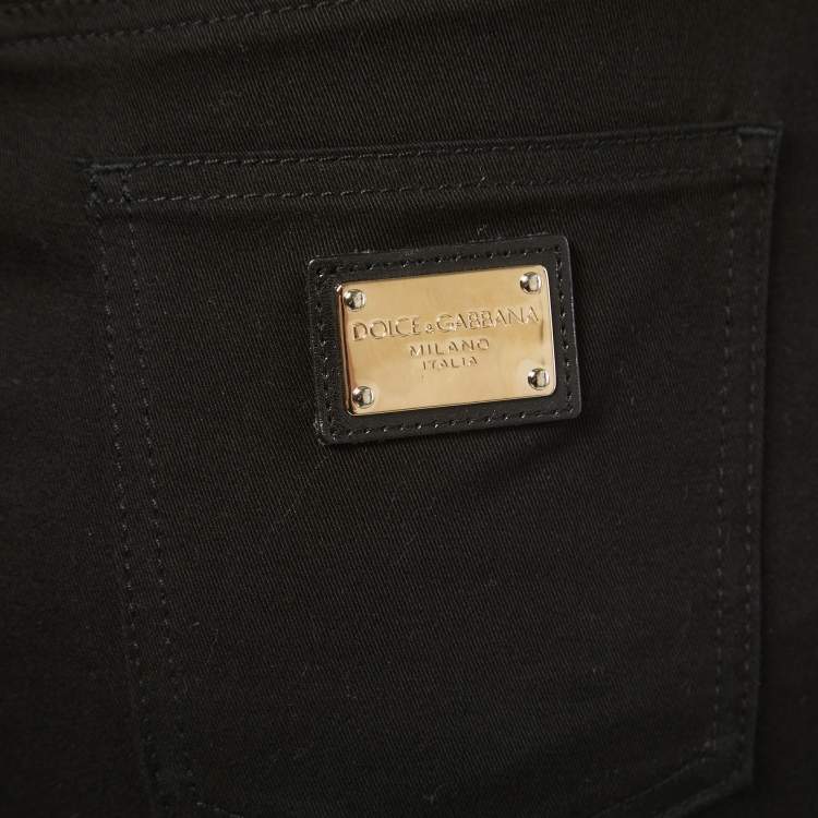 Pre Owned Dolce & Gabbana Black Denim Mini Shirt S Waist 24"
