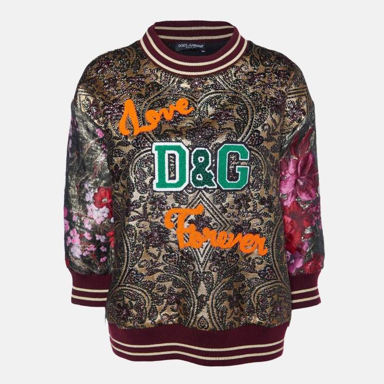 Pre Owned Dolce & Gabbana Multicolor Lurex Brocade Embellished Sweatshirt M