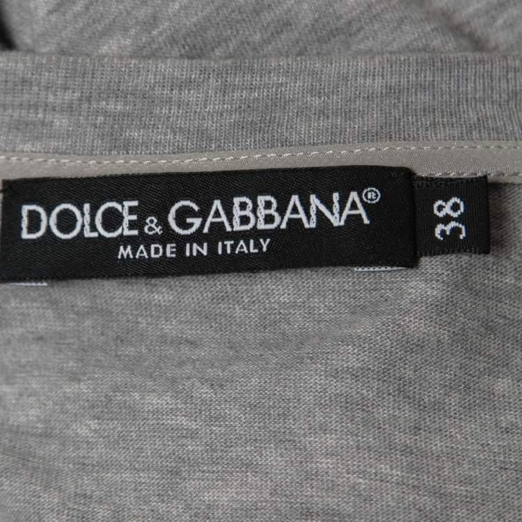 Pre Owned Dolce & Gabbana Grey Cotton LOVE Lace Patterned Tank Top S