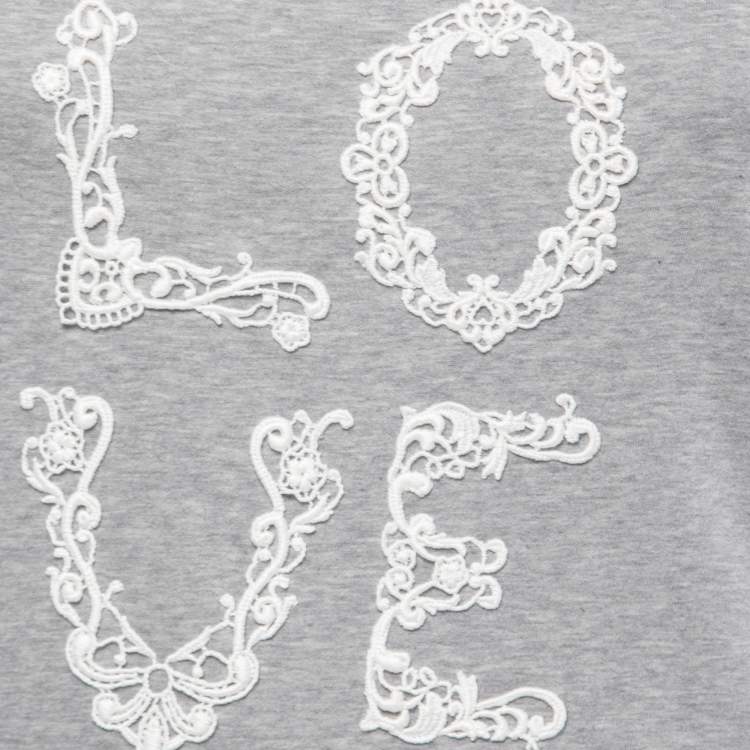 Pre Owned Dolce & Gabbana Grey Cotton LOVE Lace Patterned Tank Top S