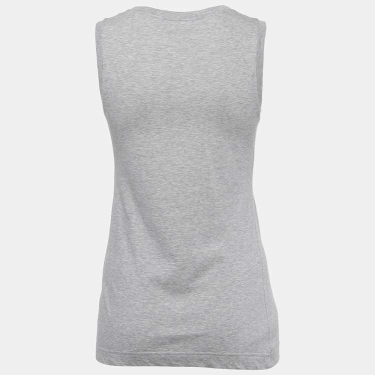 Pre Owned Dolce & Gabbana Grey Cotton LOVE Lace Patterned Tank Top S