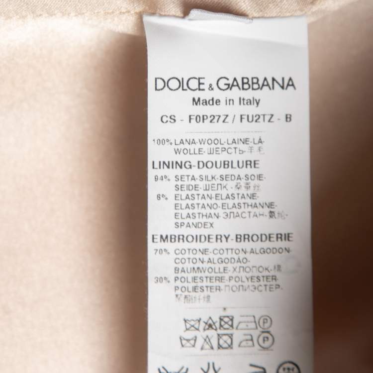 Pre Owned Dolce & Gabbana Red Wool Flower Applique 3/4 Sleeve Coat M