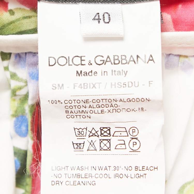 Pre Owned Dolce & Gabbana White Floral Printed Cotton Mini Skirt S