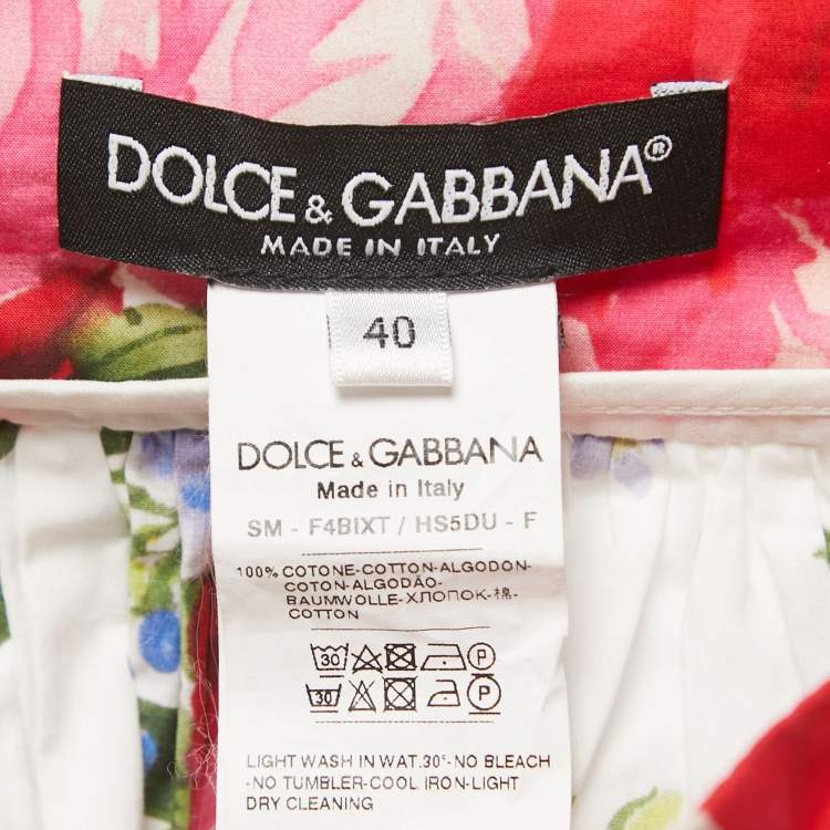 Pre Owned Dolce & Gabbana White Floral Printed Cotton Mini Skirt S
