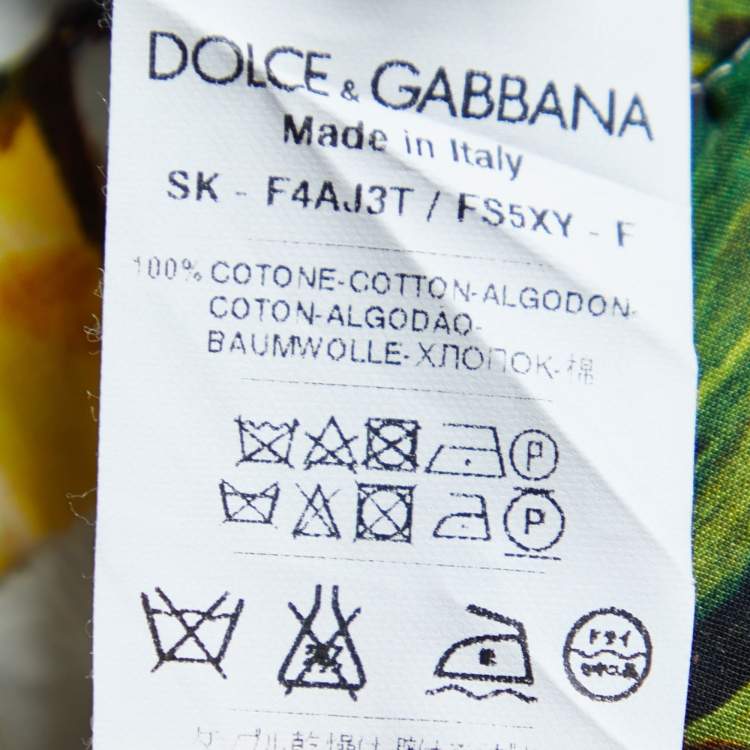 Pre Owned Dolce & Gabbana White Lemon Printed Cotton Skirt M