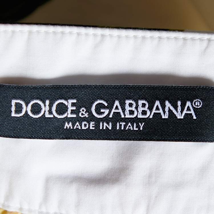 Pre Owned Dolce & Gabbana White Lemon Printed Cotton Skirt M