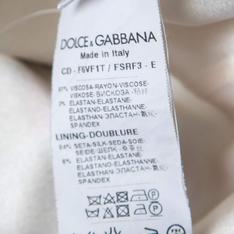 Pre Owned Dolce & Gabbana White Poppy Printed Crepe Shift Mini Dress S
