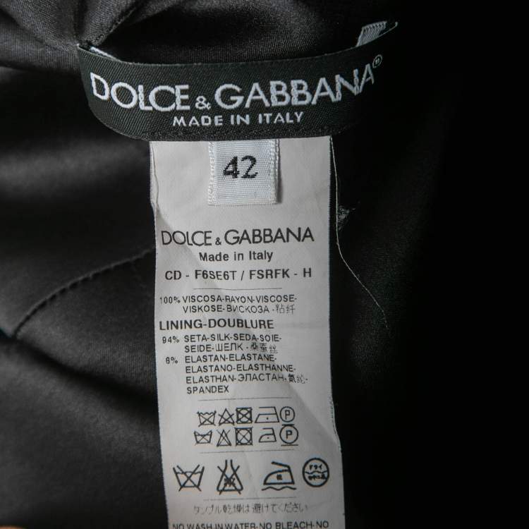 Pre Owned Dolce & Gabbana Black Rose Print Crepe Sleeveless Midi Dress M