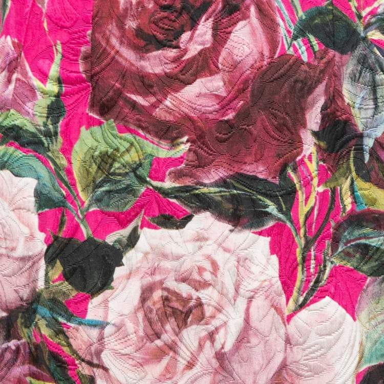 Pre Owned Dolce & Gabbana Pink Floral Jacquard Mini Skirt S