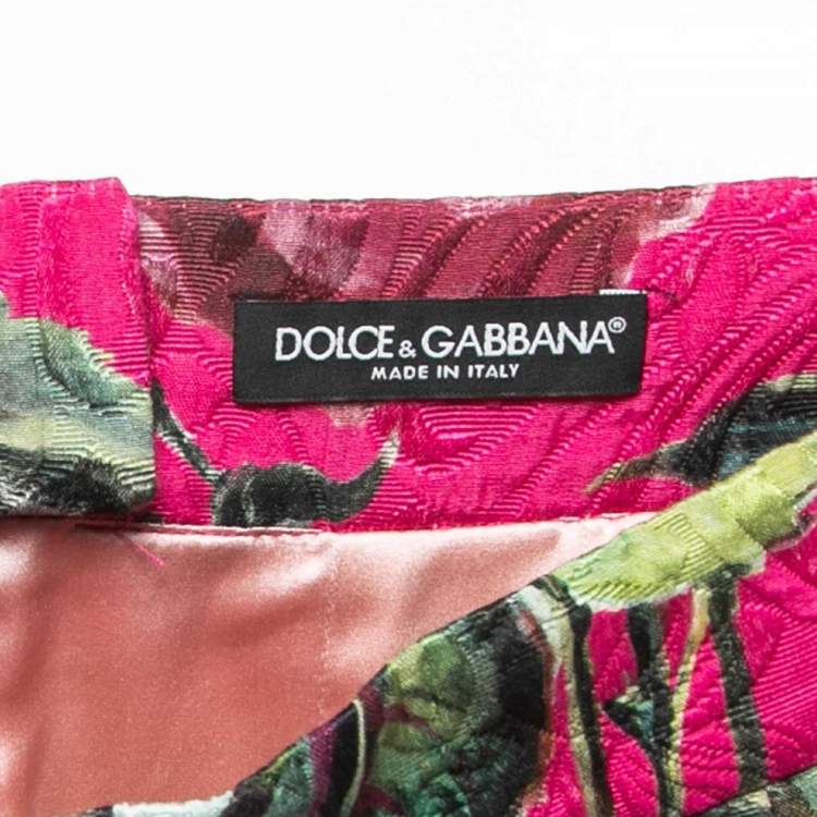 Pre Owned Dolce & Gabbana Pink Floral Jacquard Mini Skirt S