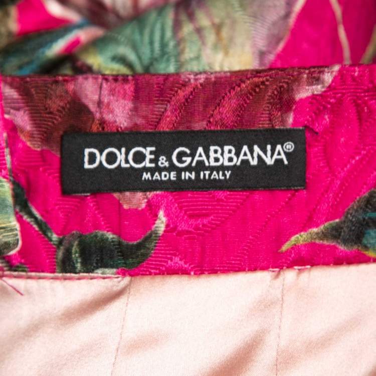 Pre Owned Dolce & Gabbana Pink Floral Jacquard Mini Skirt S