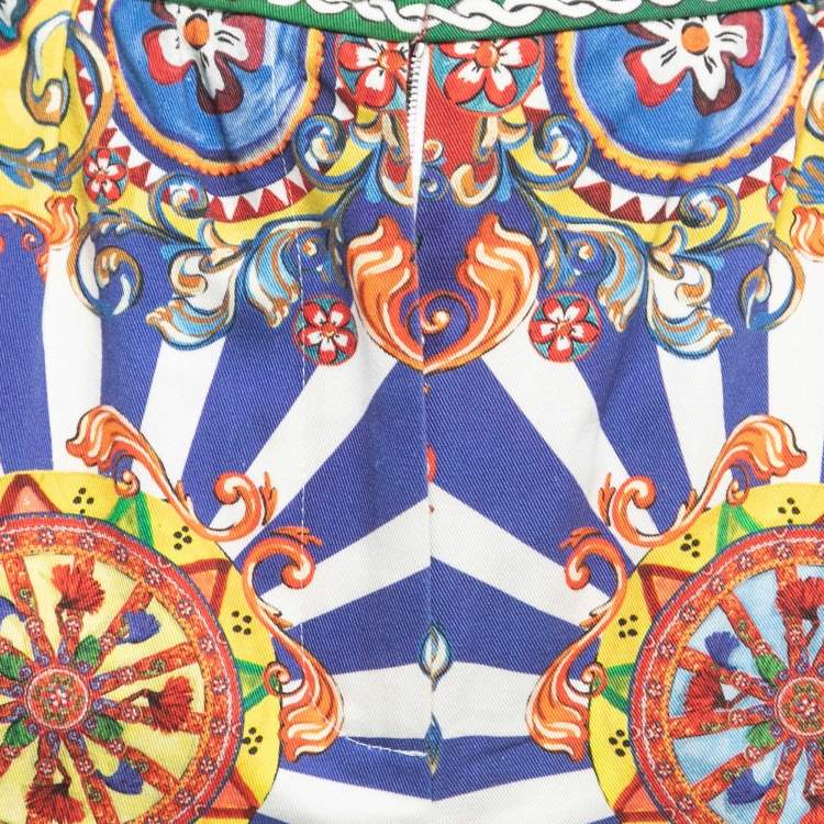 Pre Owned Dolce & Gabbana Multicolor Carreto Print Cotton Shorts XS