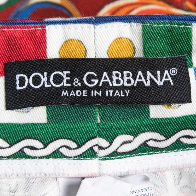 Pre Owned Dolce & Gabbana Multicolor Carreto Print Cotton Shorts XS