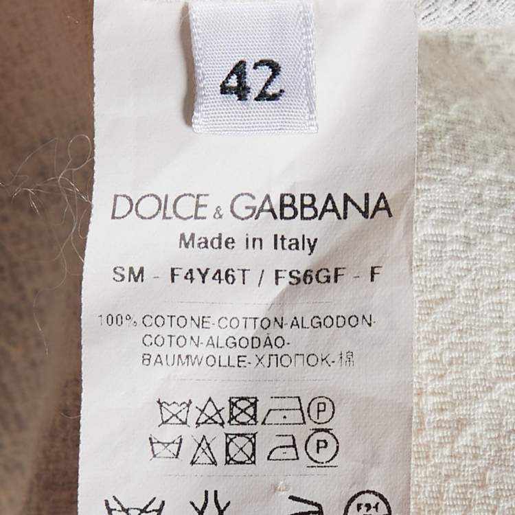 Pre Owned Dolce & Gabbana White Polka Dot Printed Cotton Pleated Mini Skirt M