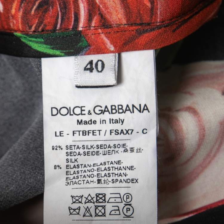 Pre Owned Dolce & Gabbana Black Floral Printed Silk High Waist Slim Trousers S