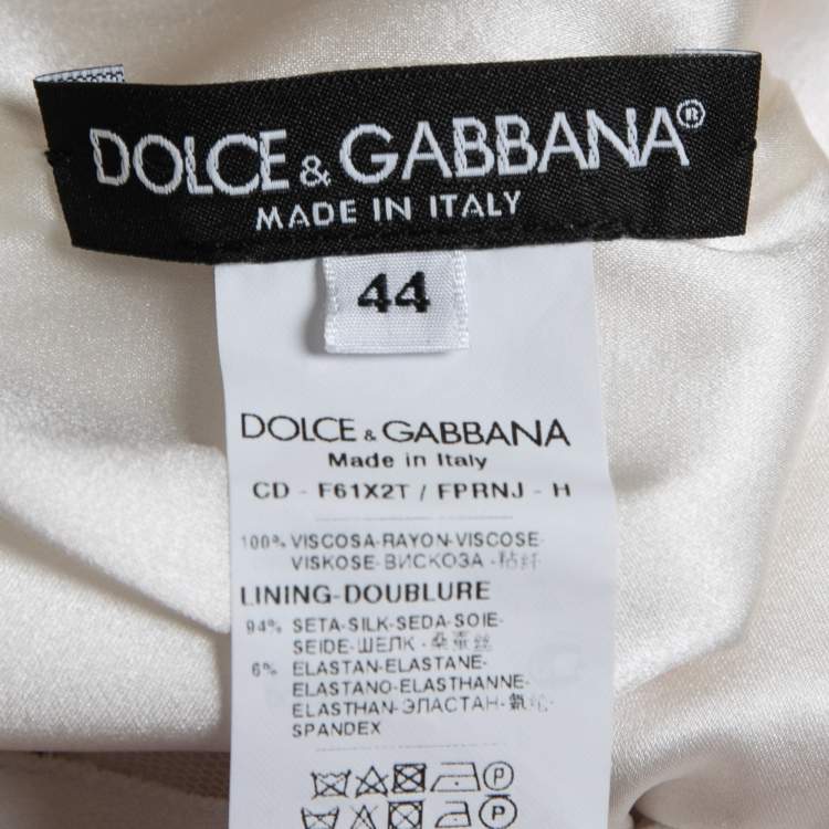 Pre Owned Dolce & Gabbana White Peony Printed Crepe Sleeveless Shift Dress M