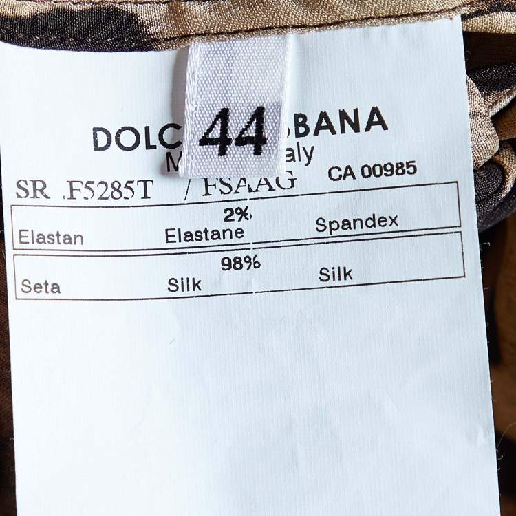 Pre Owned Dolce & Gabbana Brown Animal Printed Silk Satin Button Front Shirt M
