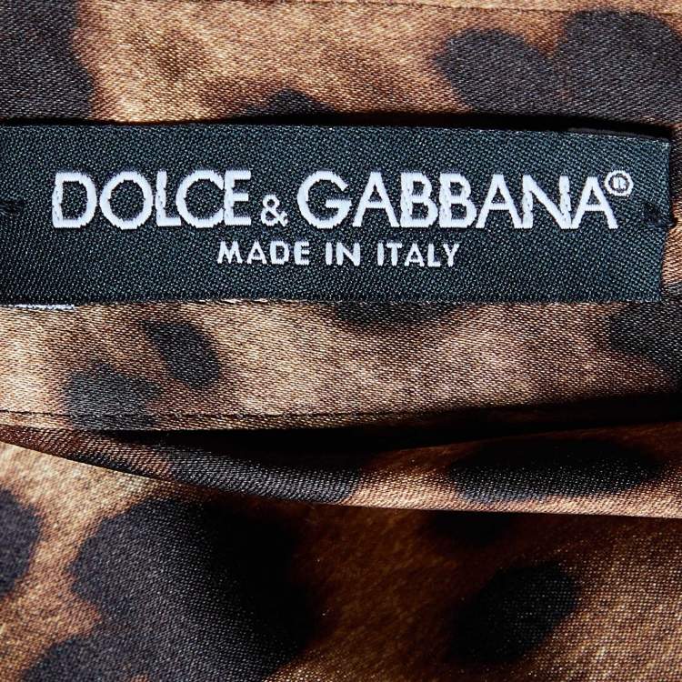 Pre Owned Dolce & Gabbana Brown Animal Printed Silk Satin Button Front Shirt M