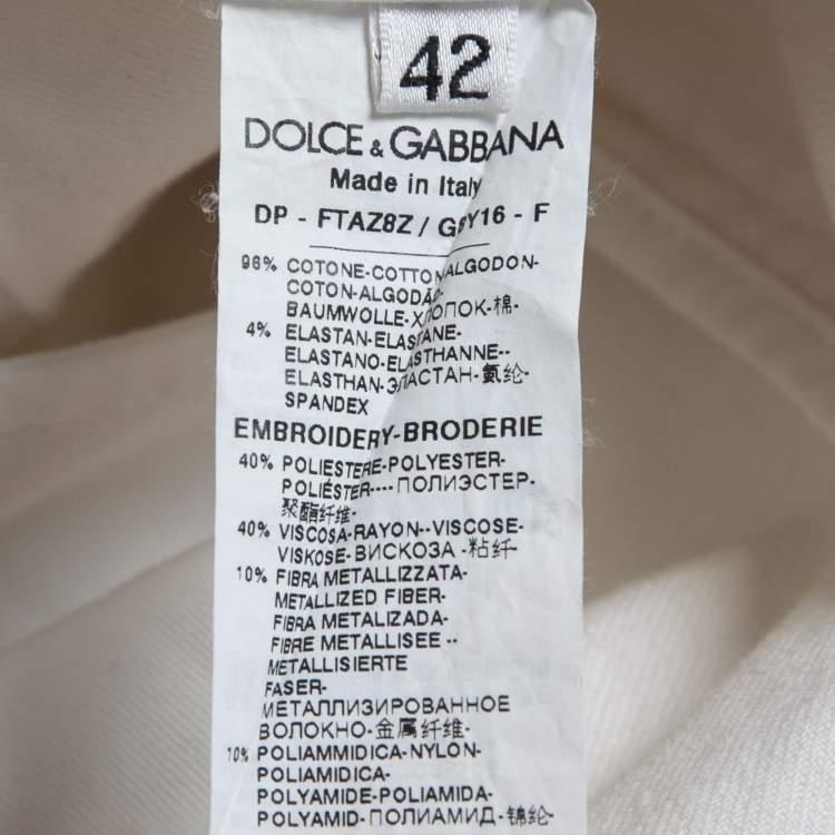 Pre Owned Dolce & Gabbana White Denim Sacred Heart Patch Flared Jeans M Waist 28"