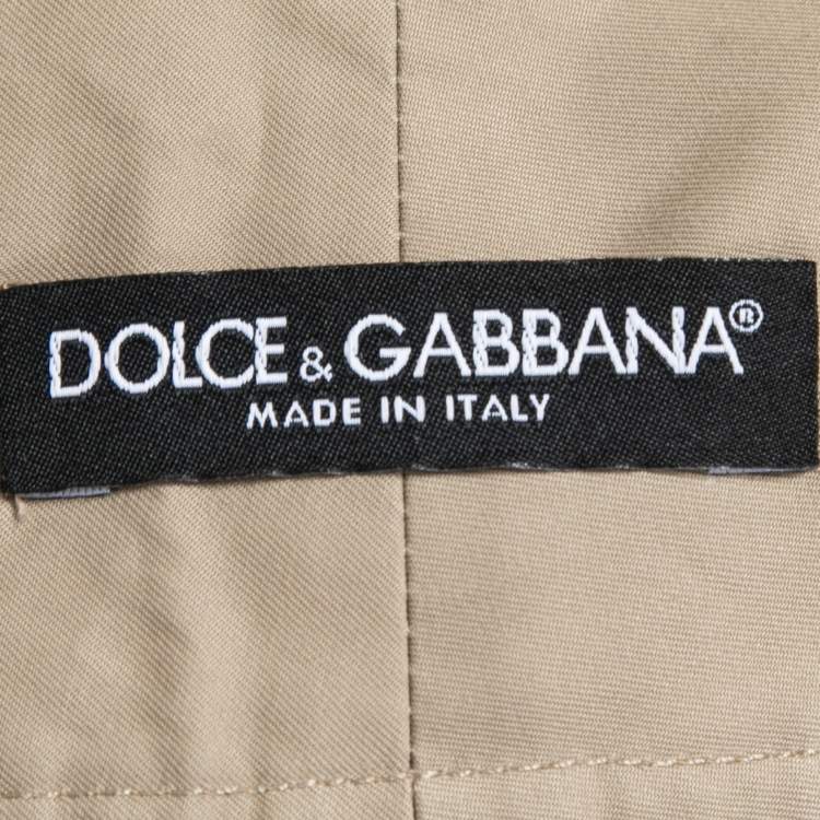 Pre Owned Dolce & Gabbana Beige Cotton Pleated High Waist Cargo Pants S
