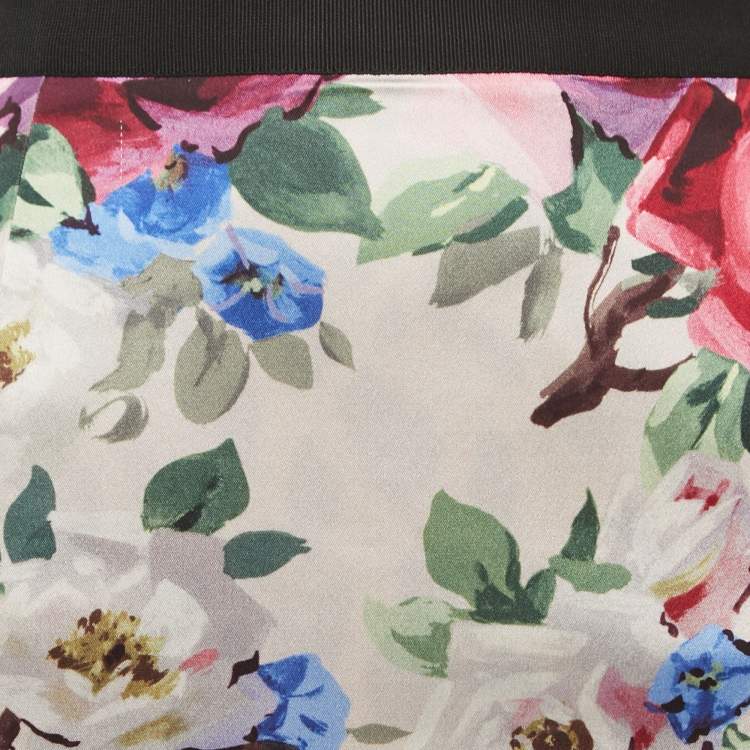 Pre Owned Dolce & Gabbana Multicolor Floral Print Crepe Pencil Skirt S