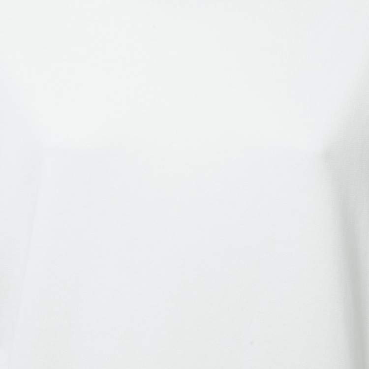 Pre Owned Dolce & Gabbana White Cotton Knit Logo Tape Detailed Sweatshirt M