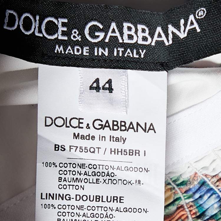 Pre Owned Dolce & Gabbana White Bel Paese Printed Cotton Cami Top M