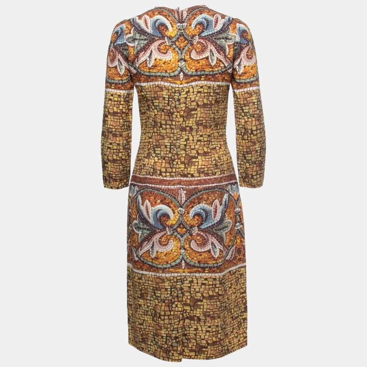 Pre Owned Dolce & Gabbana Multicolor Moisac Printed Crepe Midi Dress S