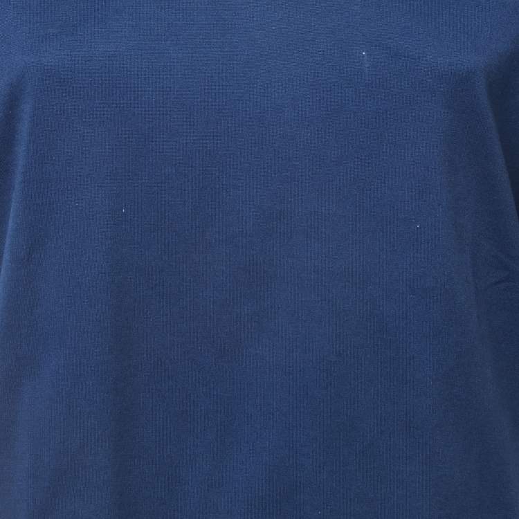 Pre Owned Dolce & Gabbana Navy Blue Birds Print Cotton V Neck Half Sleeve T-Shirt L