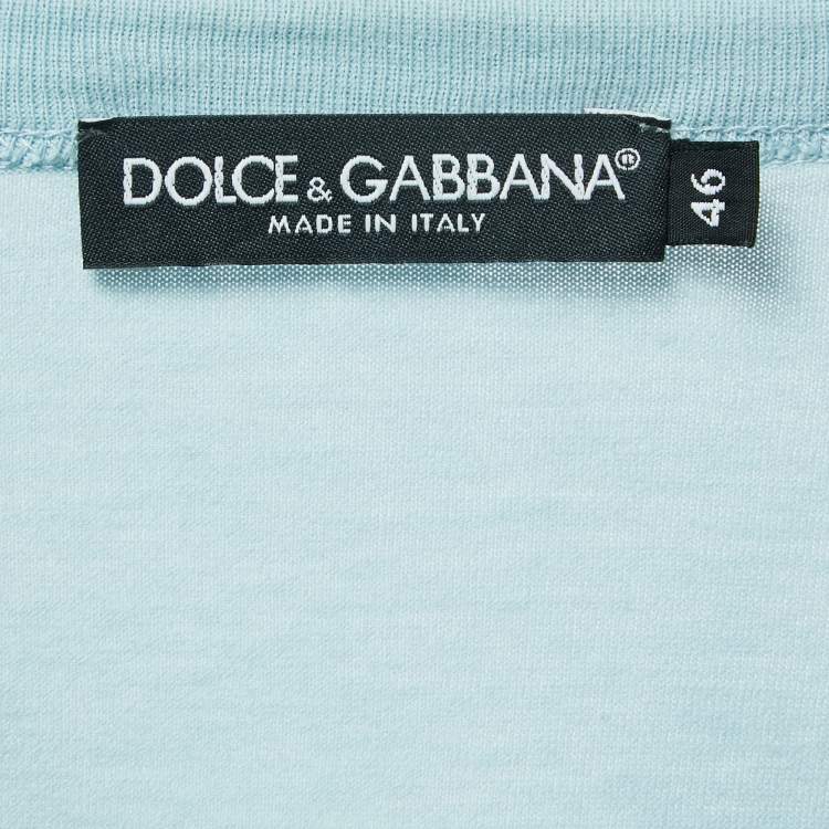 Pre Owned Dolce & Gabbana Light Blue Cotton Half Sleeve T-Shirt L