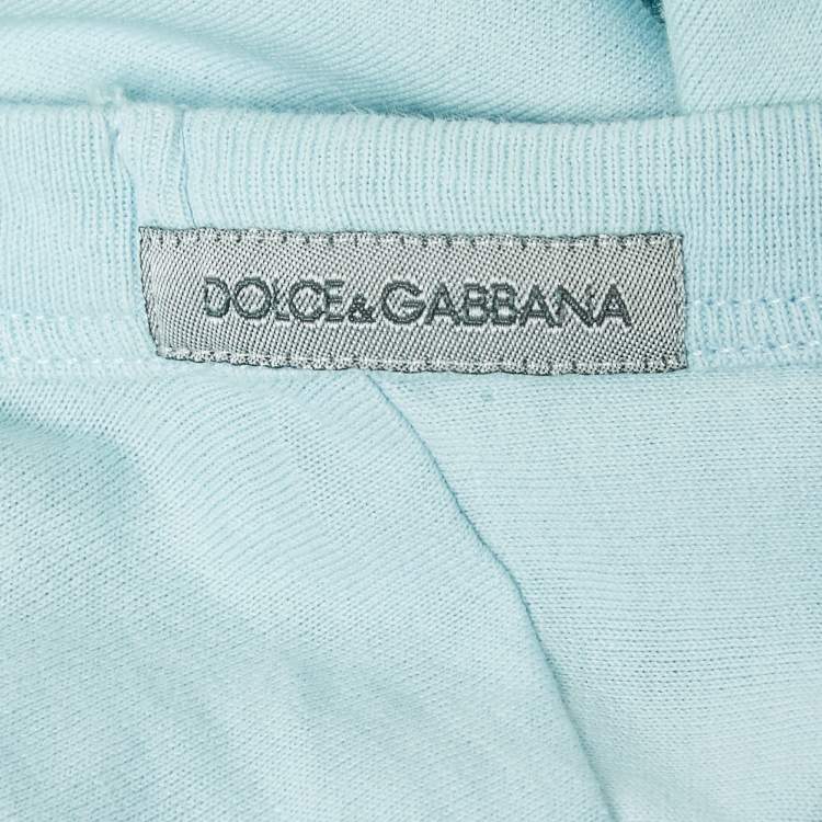 Pre Owned Dolce & Gabbana Light Blue Cotton Half Sleeve T-Shirt L