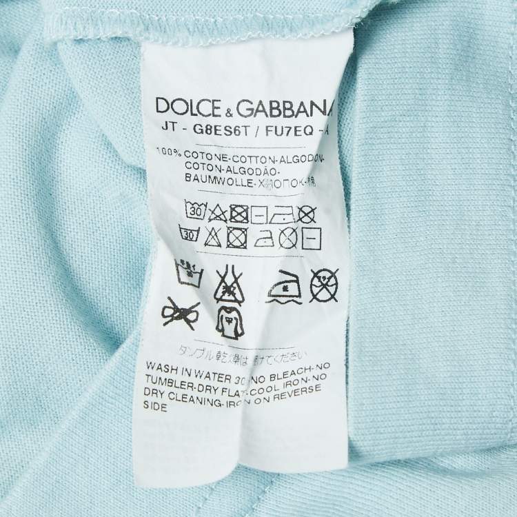 Pre Owned Dolce & Gabbana Light Blue Cotton Half Sleeve T-Shirt L