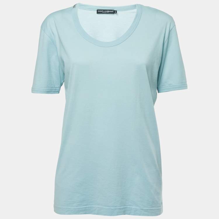 Pre Owned Dolce & Gabbana Light Blue Cotton Half Sleeve T-Shirt L