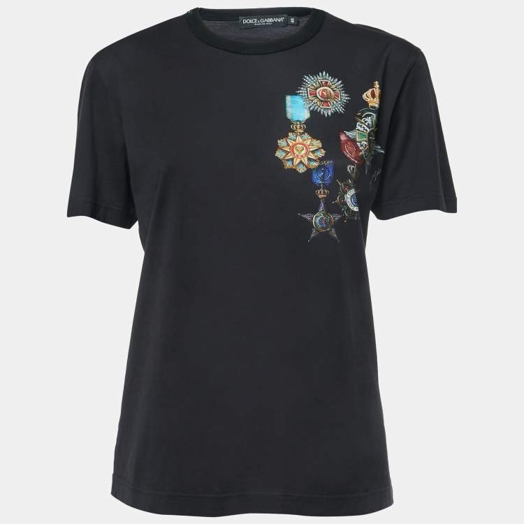 Pre Owned Dolce & Gabbana Black Logo Print Cotton Half Sleeve T-Shirt L