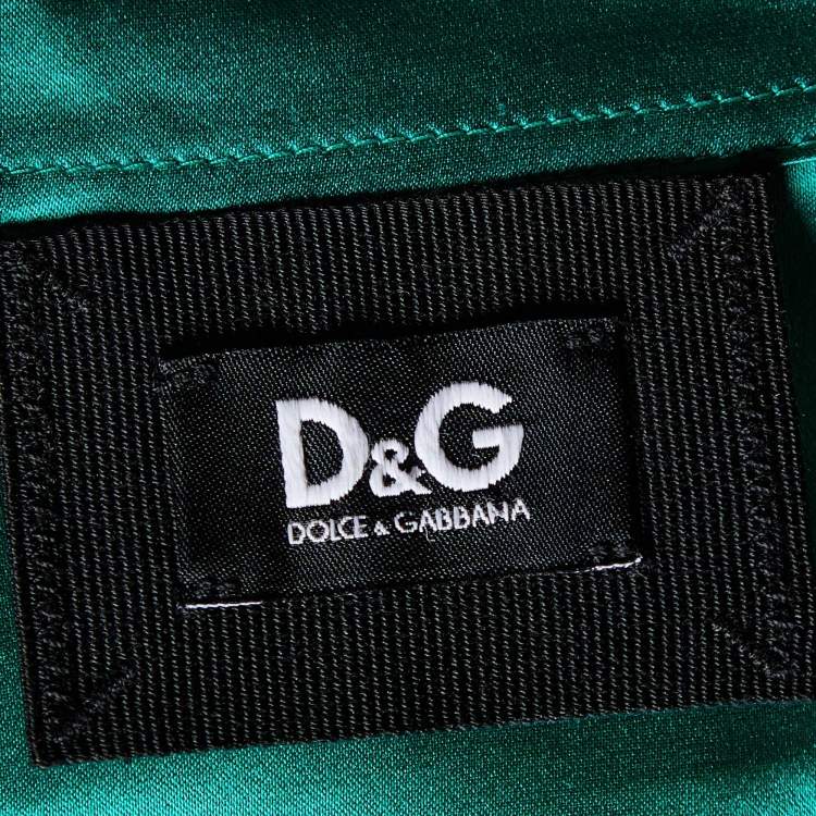 مملوكة مسبقًا Dolce & Gabbana Green Silk Satin Button Front Shirt S