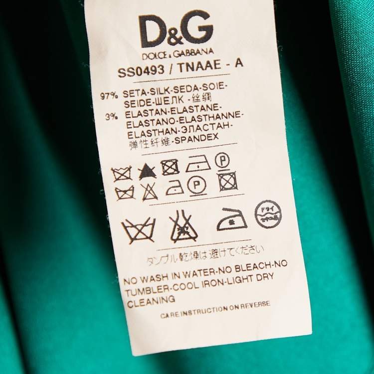 مملوكة مسبقًا Dolce & Gabbana Green Silk Satin Button Front Shirt S