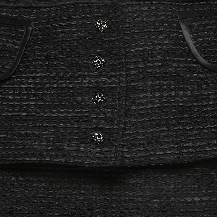 Pre Owned Dolce & Gabbana Black Textured Cotton Blend Skirt Suit S