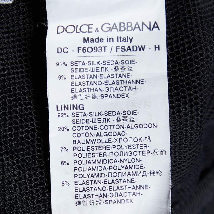 Pre Owned Dolce & Gabbana Black Floral Printed Silk Draped Strapless Gown M