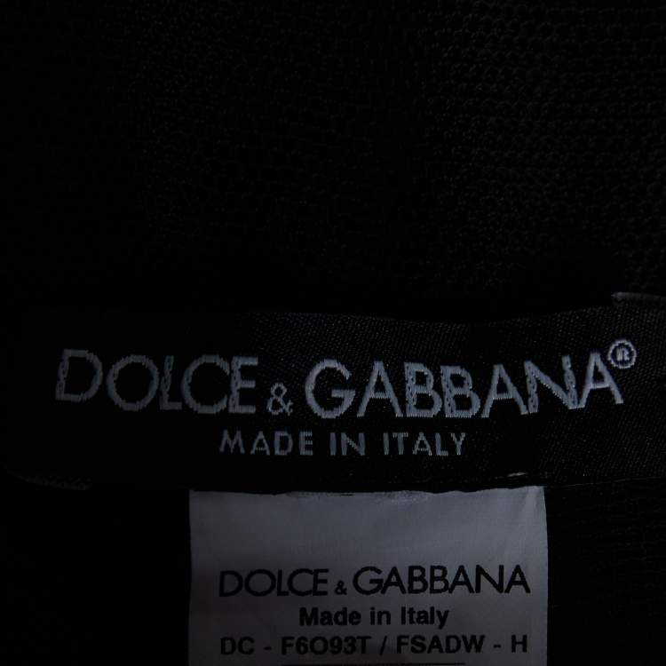 Pre Owned Dolce & Gabbana Black Floral Printed Silk Draped Strapless Gown M