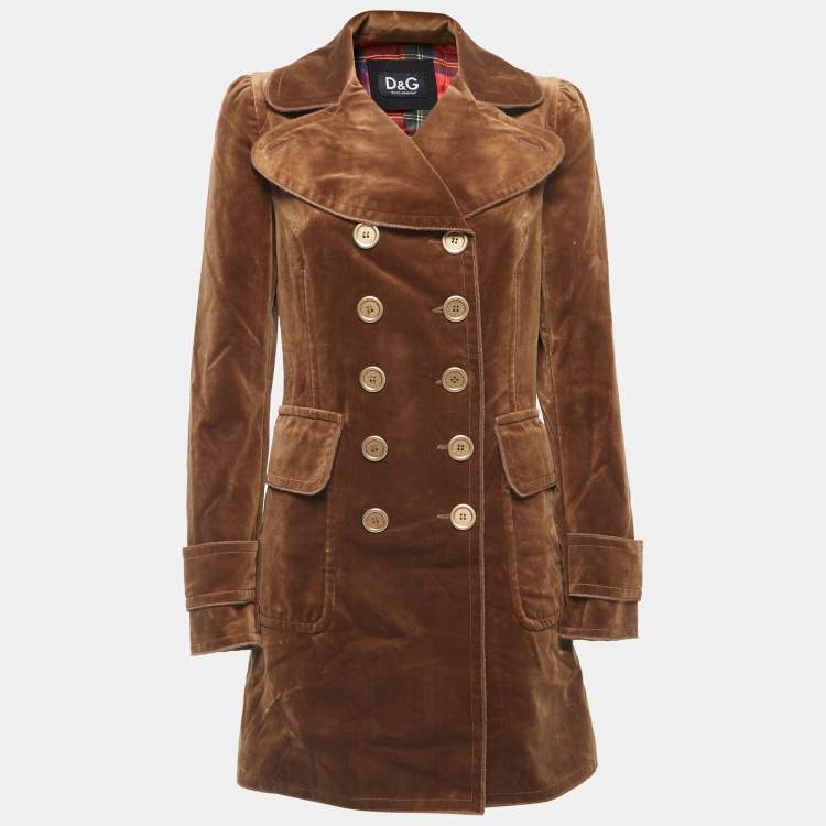 Pre Owned Dolce & Gabbana Brown Velvet Double Breasted Blazer M