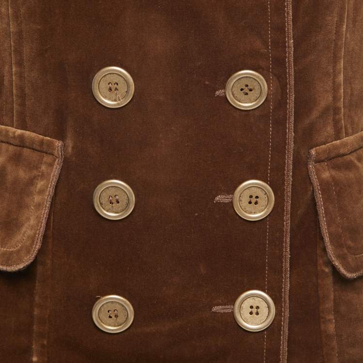 Pre Owned Dolce & Gabbana Brown Velvet Double Breasted Blazer M