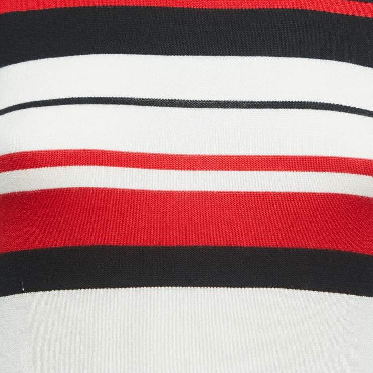 Pre Owned Dolce & Gabbana Cream Striped Knit Sleeveless Top M