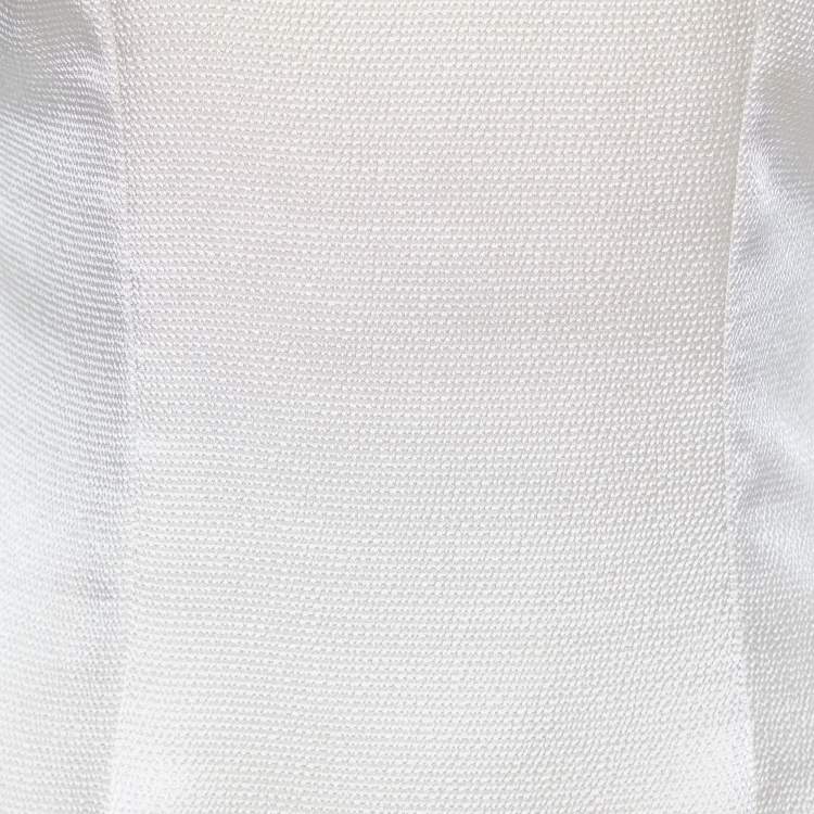 Pre Owned Dolce & Gabbana Cream Textured Satin Contrast Detail Min Dress S