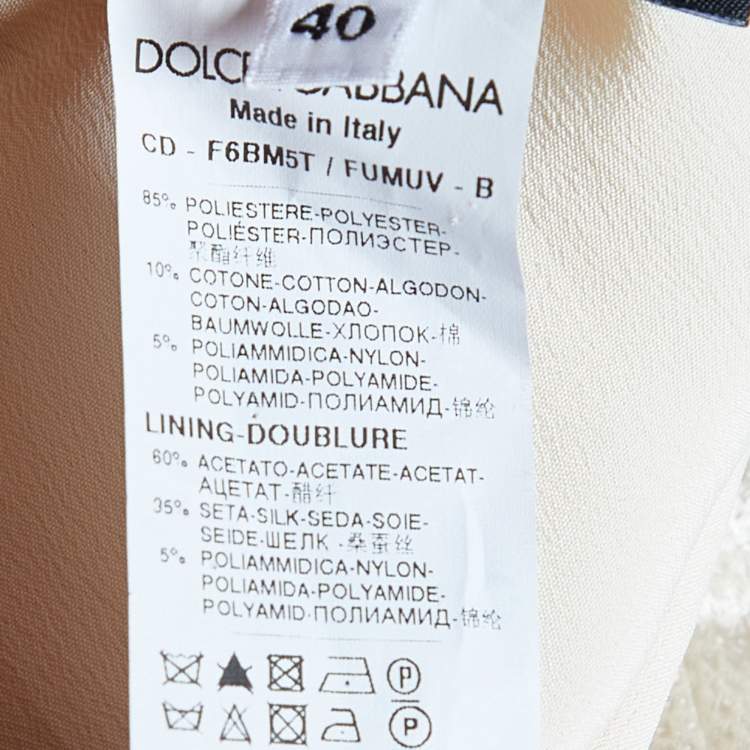Pre Owned Dolce & Gabbana Cream Textured Satin Contrast Detail Min Dress S