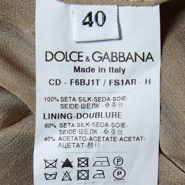 Pre Owned Dolce & Gabbana Brown Animal Printed Silk Pleated Dress S
