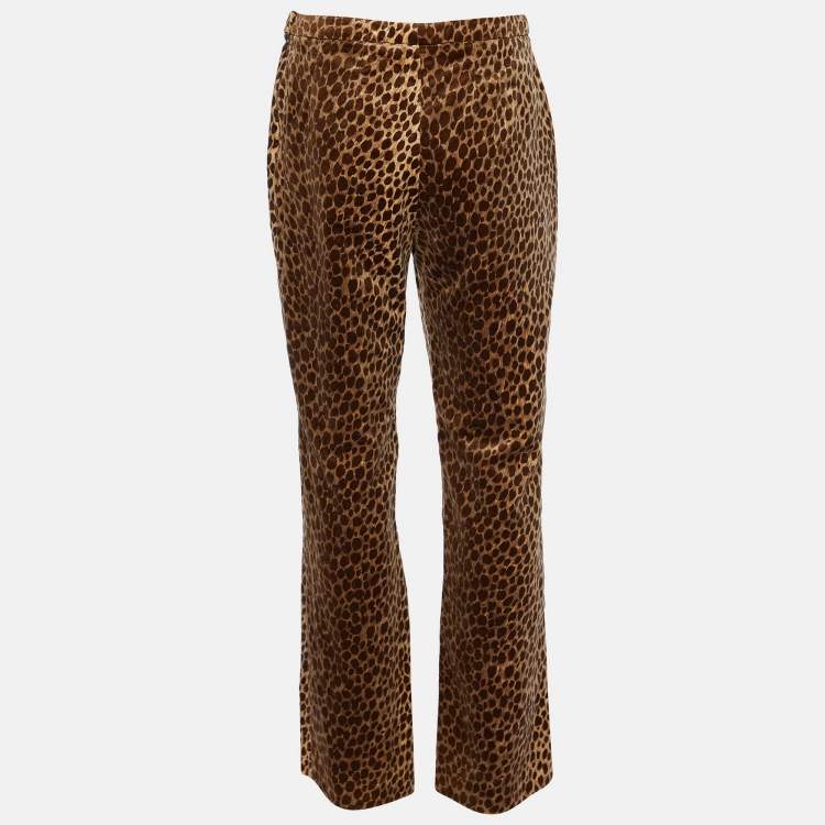 مملوكة مسبقًا Dolce & Gabbana Brown Animal Printed Velvet Pants M