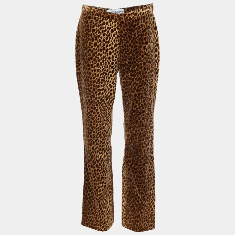 مملوكة مسبقًا Dolce & Gabbana Brown Animal Printed Velvet Pants M