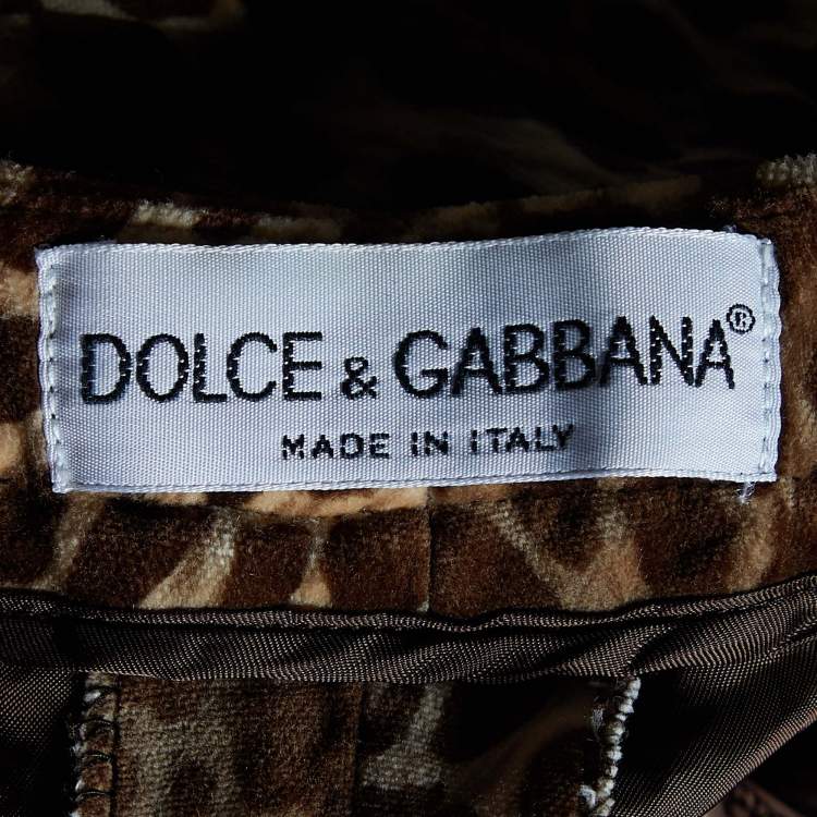 مملوكة مسبقًا Dolce & Gabbana Brown Animal Printed Velvet Pants M